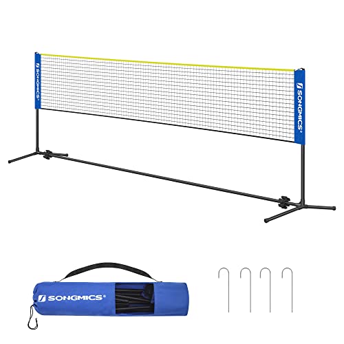 SONGMICS Red de bádminton de 4 m, Red de Voleibol, Poste de Altura Ajustable,...