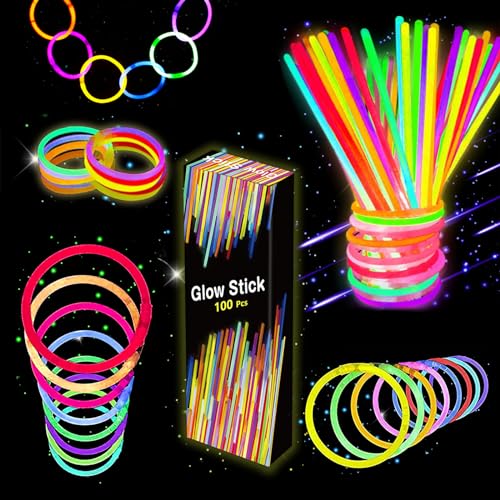 Barras Luminosas - 100 Pulseras Fluorescentes y 100 Conectores, Neon Kits para...