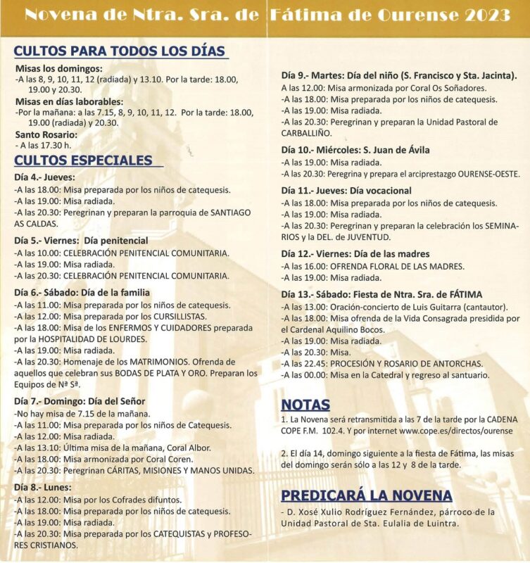 La Novena de Fátima celebra en 2023 un aniversario especial