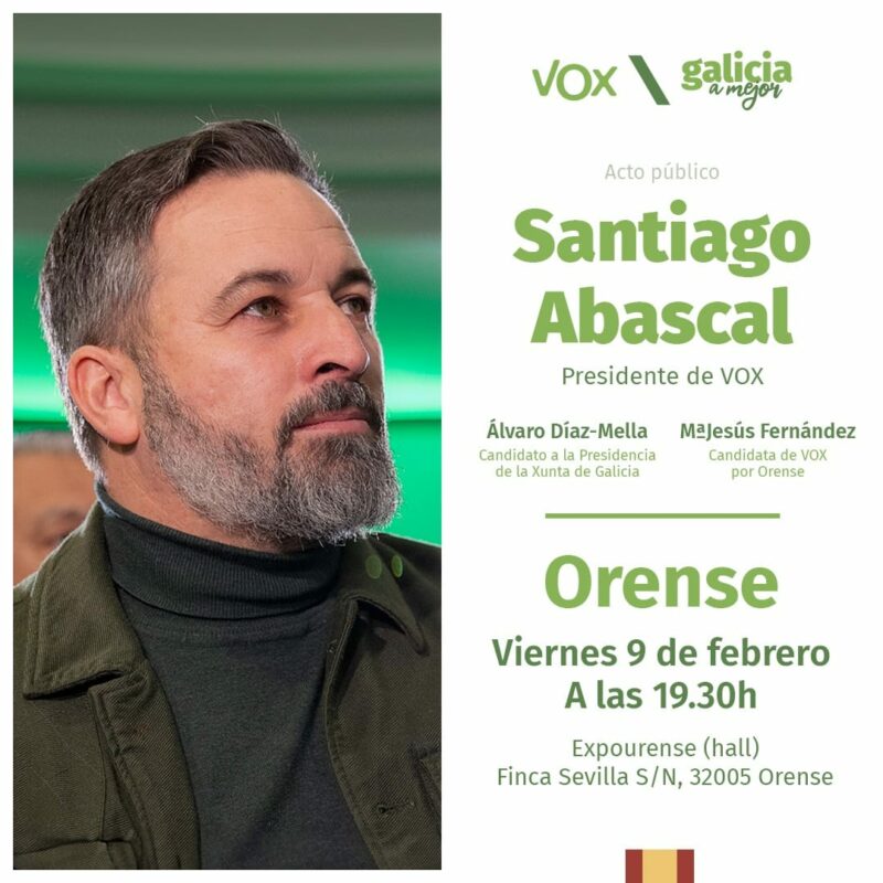 Santiago Abascal llega a Ourense para apoyar a sus candidatos