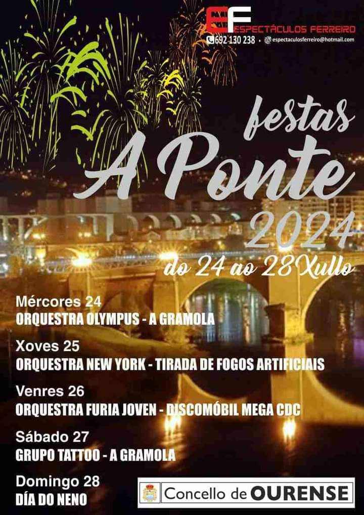 Programa das Festas A Ponte 2024 - OUrensenarede.com