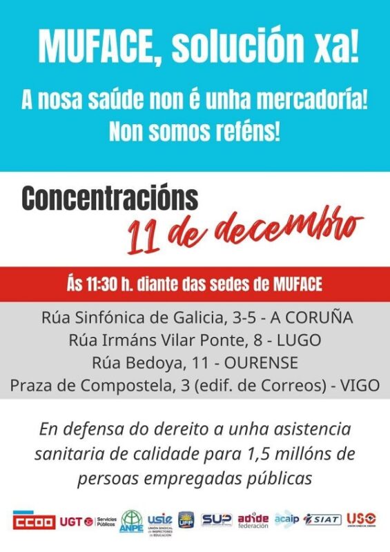 Os afectados de MUFACE organizan concentracións