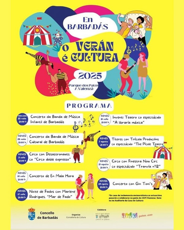 Barbadás celebra o seu verán cultural 2025 con teatro, música e circo