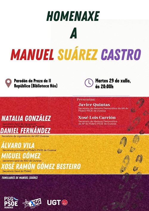 O PSdeG lembra a Manuel Suárez Castro, fusilado hai 88 anos