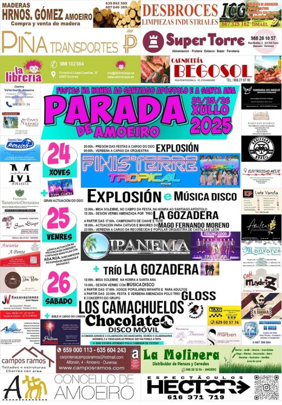 Festas 2025 en Parada de Amoeiro na honra a Santiago e Santa Ana