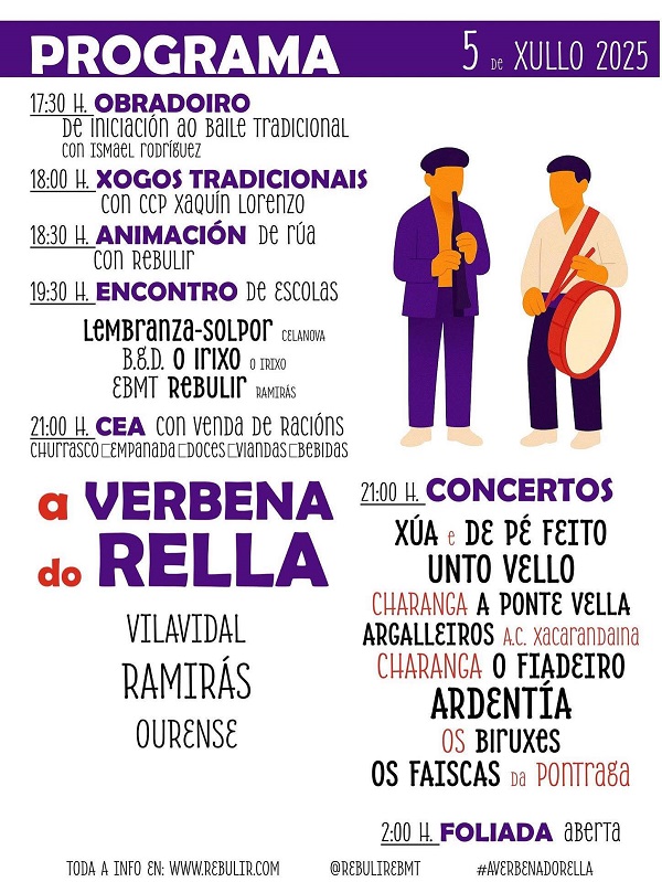 A Verbena do Rella 2025 reunirá a máis de 200 artistas en Ramirás