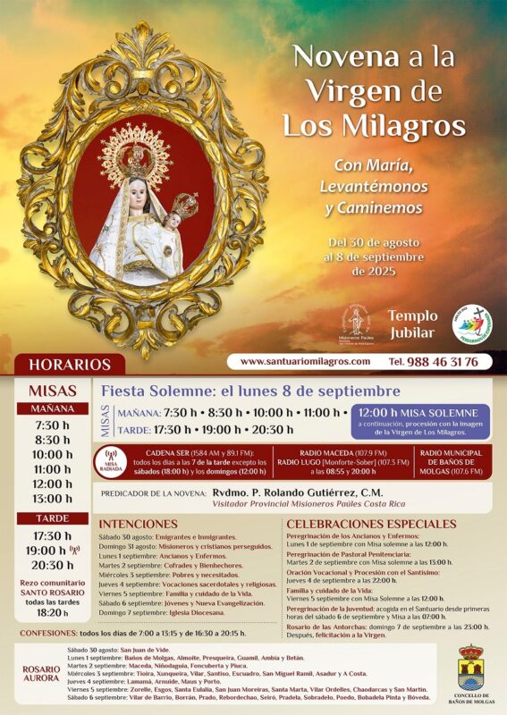 Programa completo de la Novena a la Virgen de Los Milagros 2025
