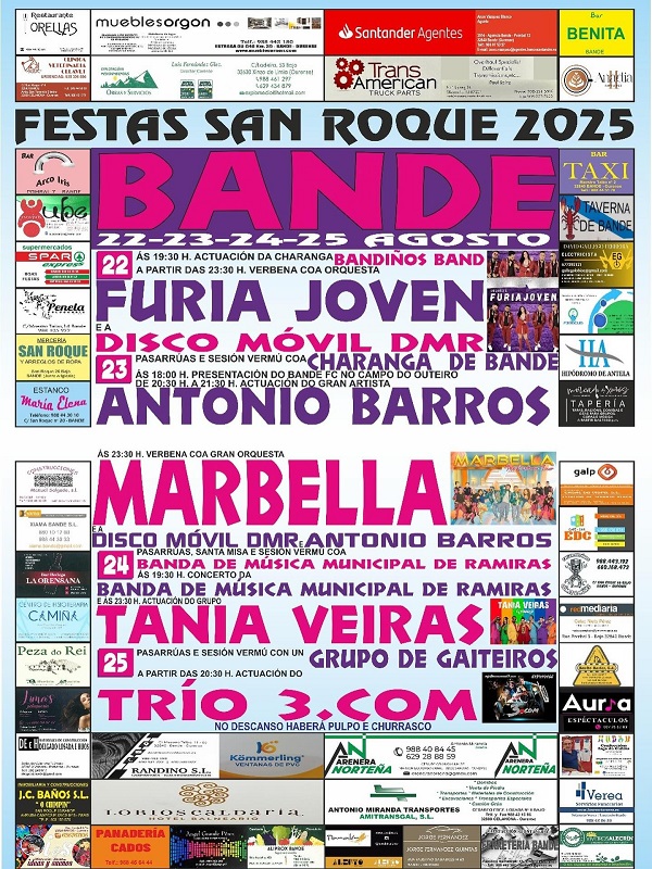 Bande celebra as Festas de San Roque 2025
