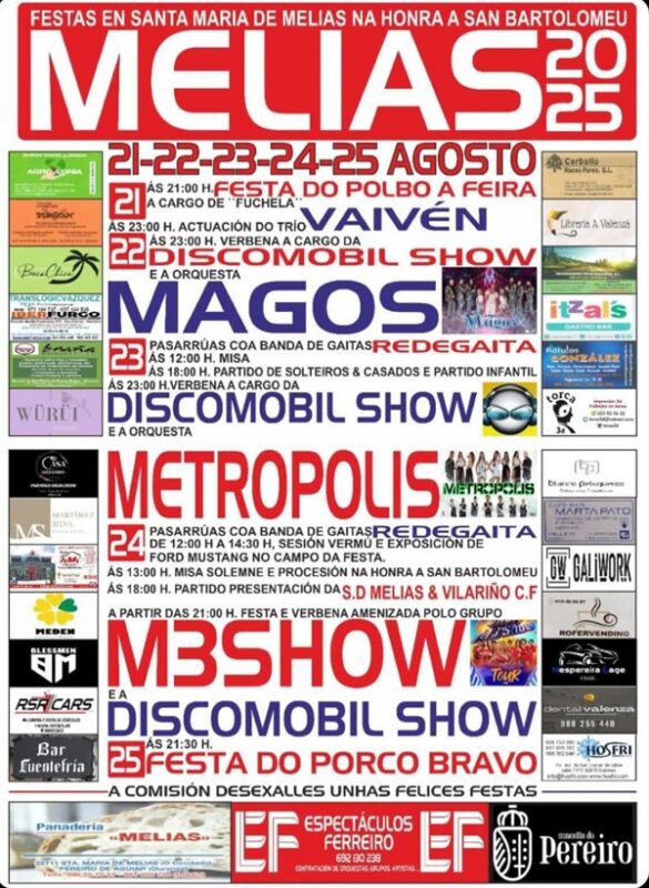 Festas de Melias 2025 na honra a San Bartolomeu