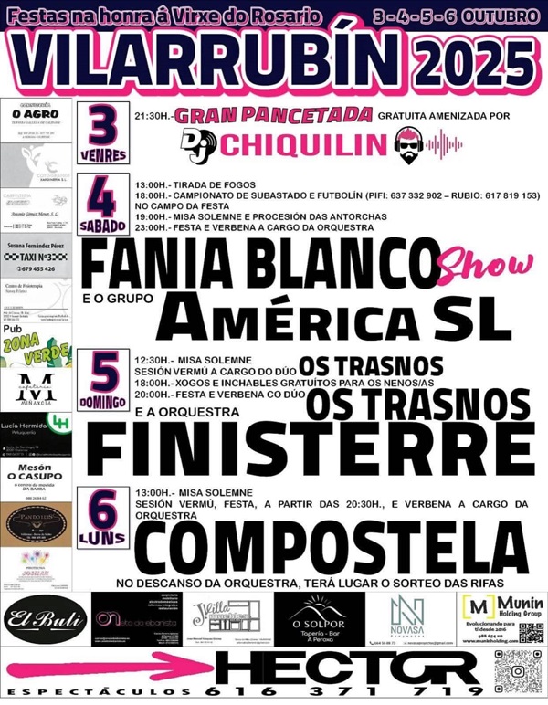 Festa do Rosario en Vilarrubín ofrecerá catro días de música e tradición