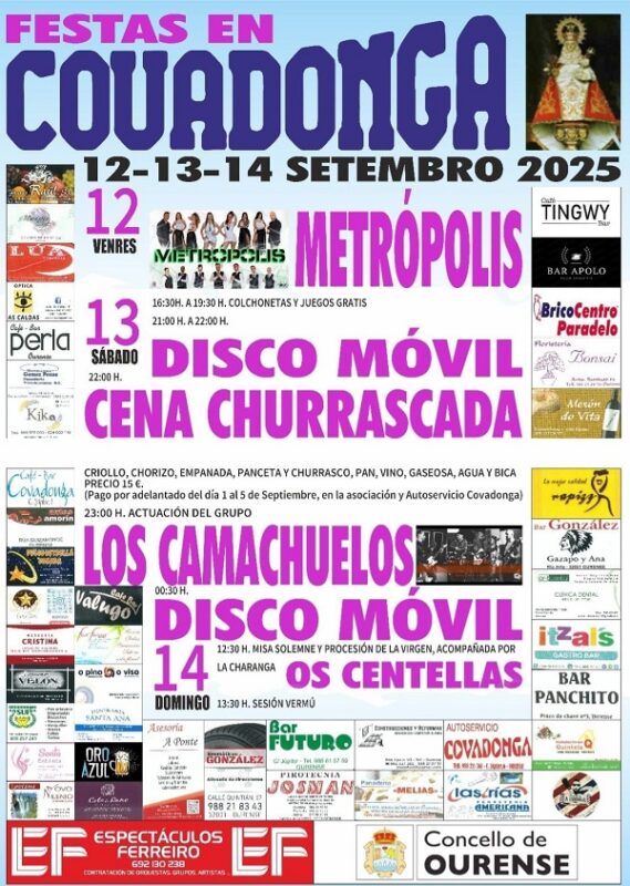 Programa completo das Festas de Covadonga 2025