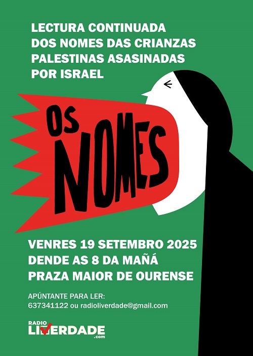 Veciños de Ourense lerán nomes das crianzas palestinas asasinadas