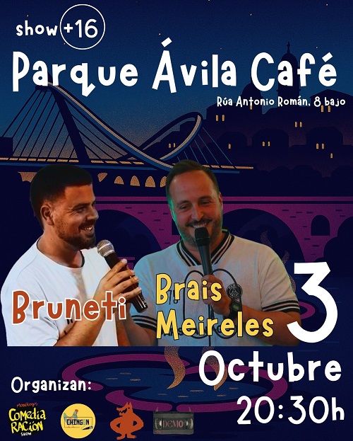 Bruneti e Brais Meireles levan o humor ao Parque Ávila Café