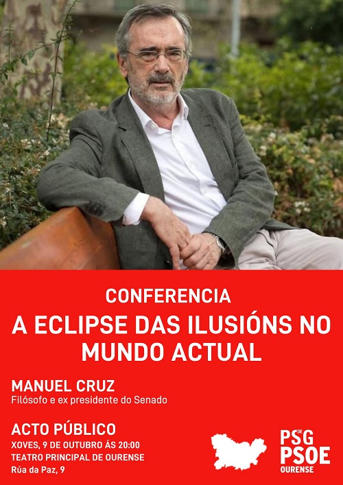 Manuel Cruz inaugura en Ourense o ciclo de conferencias do PSdeG-PSOE