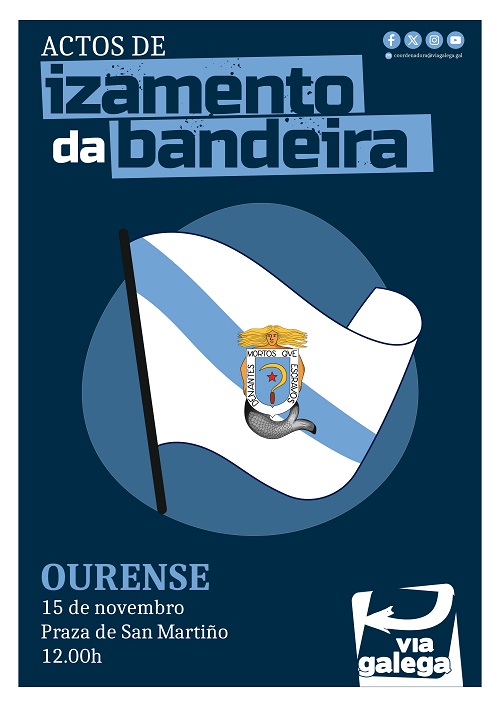 Via Galega chama a izar a bandeira galega en Ourense