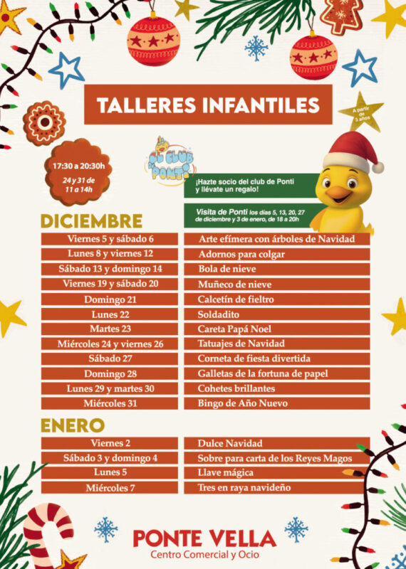 Talleres infantiles de Navidad en Ponte Vella