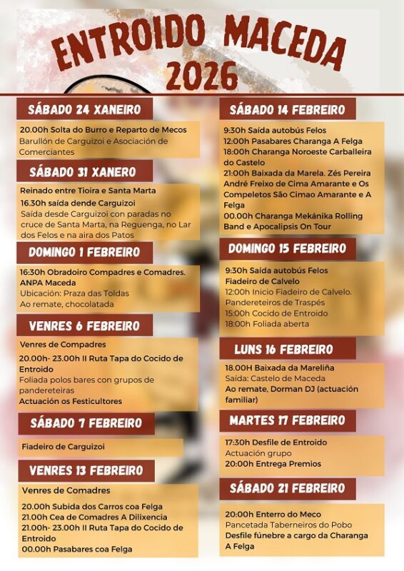 Programa do Entroido de Maceda 2026