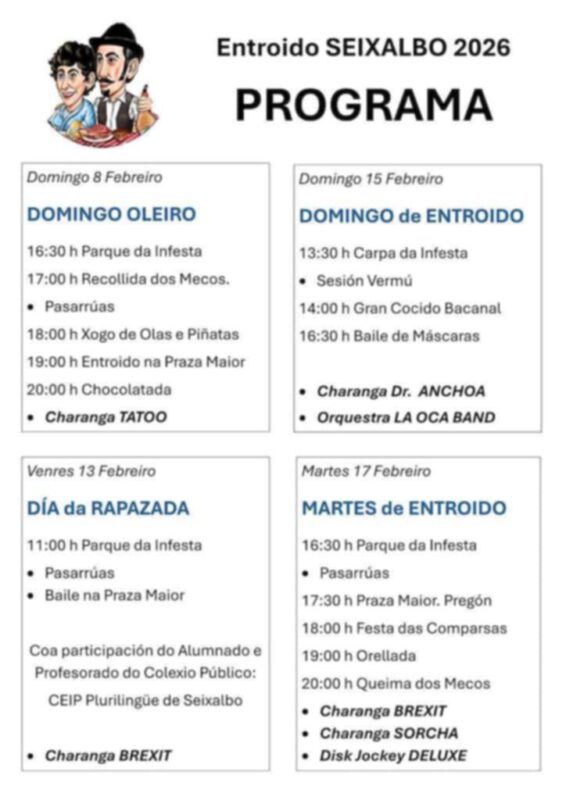 Seixalbo xa ten programa para o seu Entroido 2026