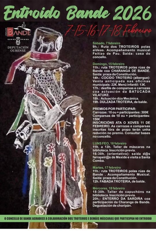 Fechas y horarios del Entroido de Bande 2026